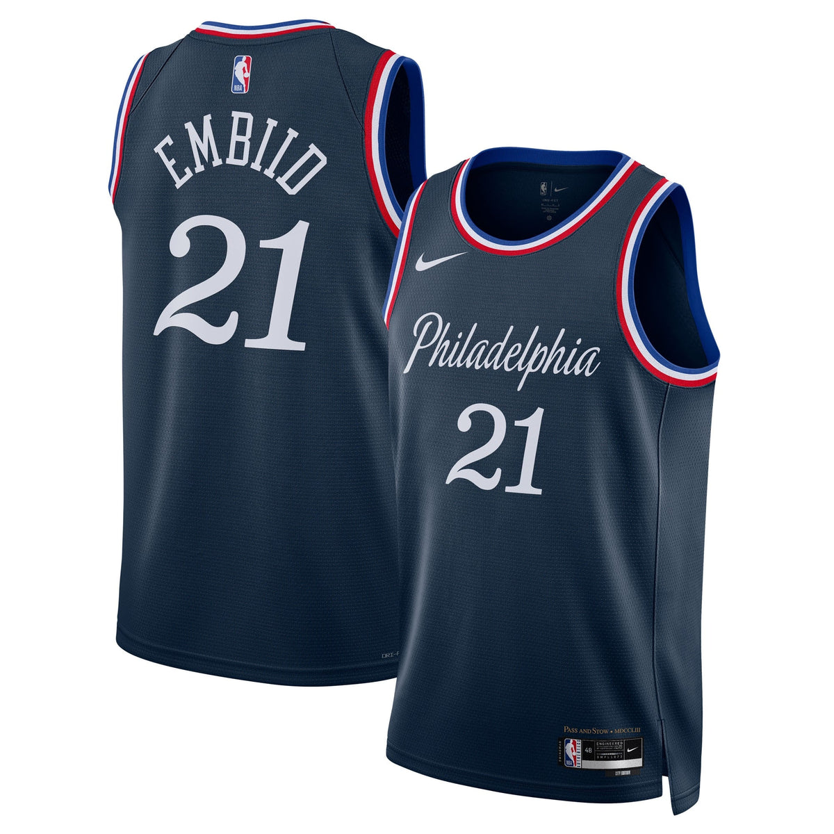 Philadelphia 76ers 2025/26 City Edition Swingman Basketball Jersey - Navy - Joel Embiid - Unisex product image 1, provided