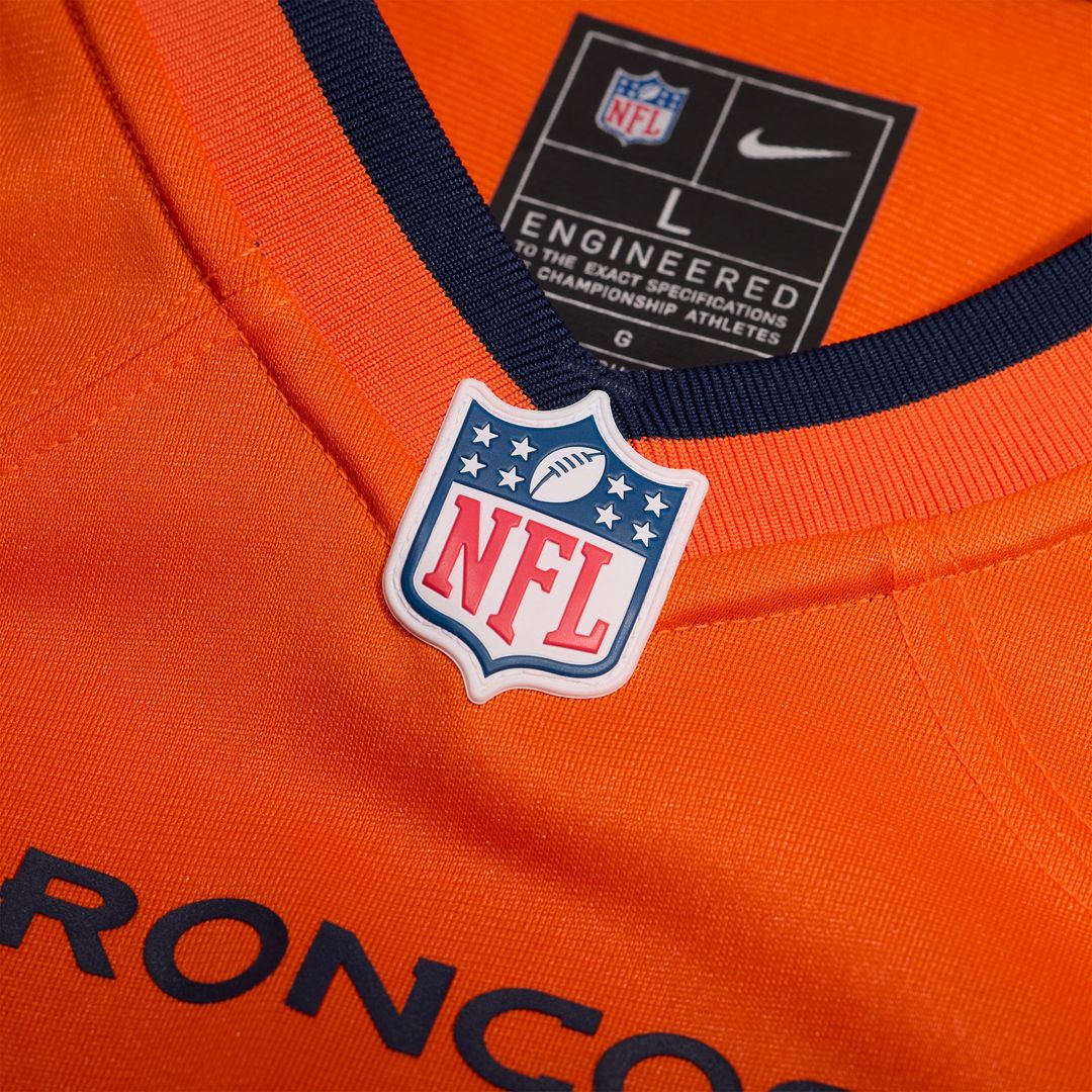 Denver Broncos Sai'vion Jones Orange Team Game Jersey product image 4, provided for visual reference and product detail