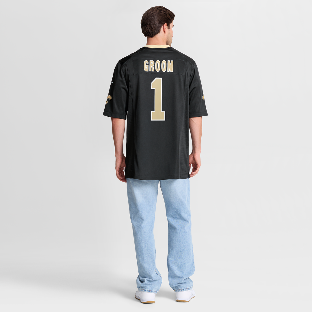 New Orleans Saints Number 1 Groom Black Game Jersey product image 8, provided for visual reference and product detail review