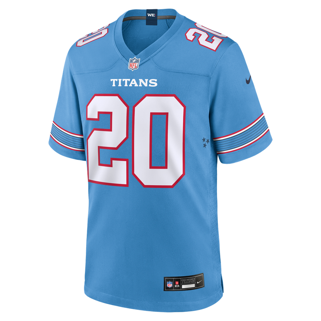 Tennessee Titans Tony Pollard Light Blue Game Jersey product image 2, provided for visual reference and product detail review
