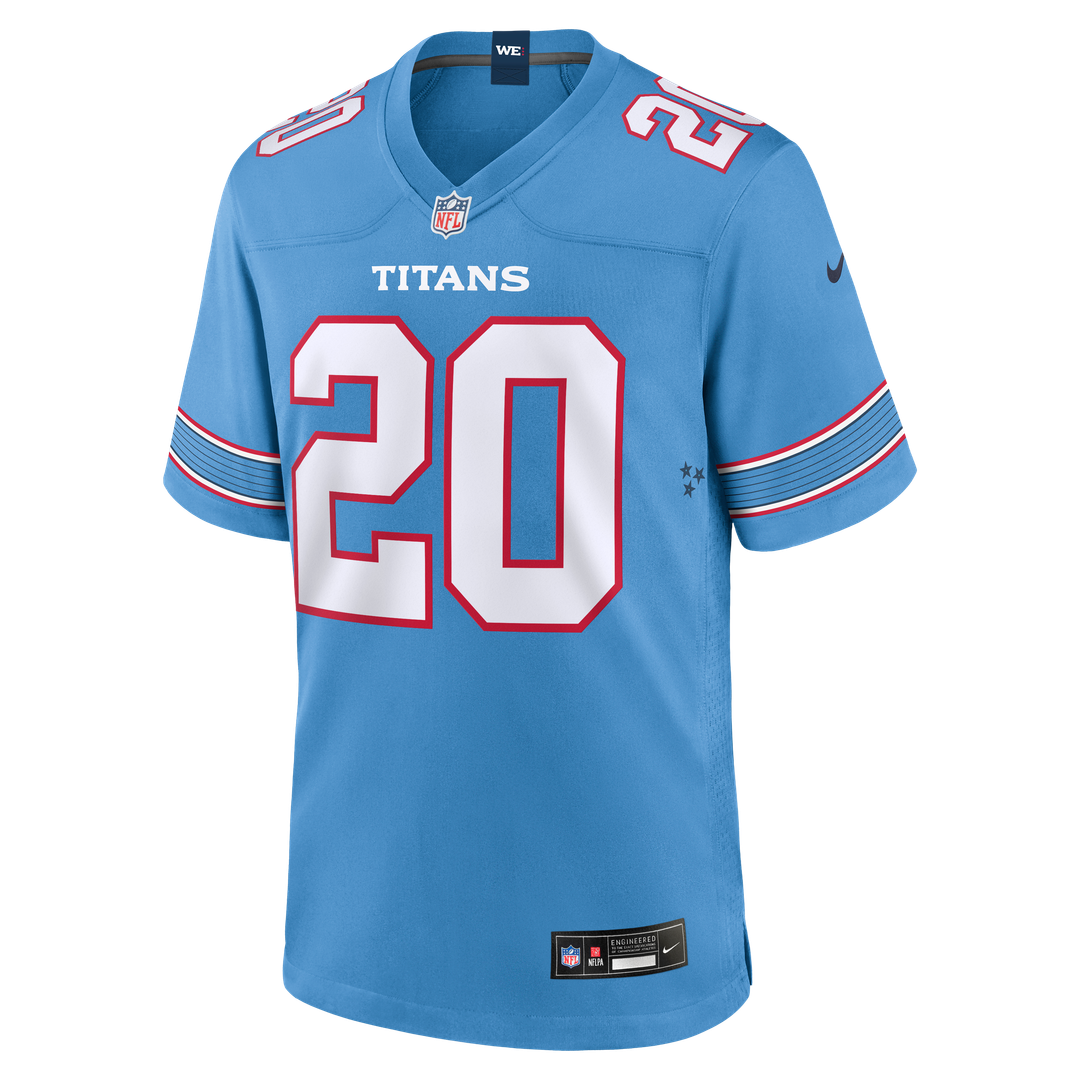 Tennessee Titans Tony Pollard Light Blue Game Jersey product image 2, provided for visual reference and product detail review