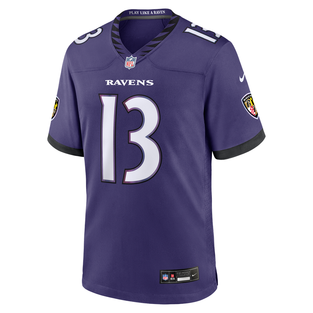 Baltimore Ravens Elijah Sarratt Purple Team Game Jersey product image 2, provided for visual reference and product detail