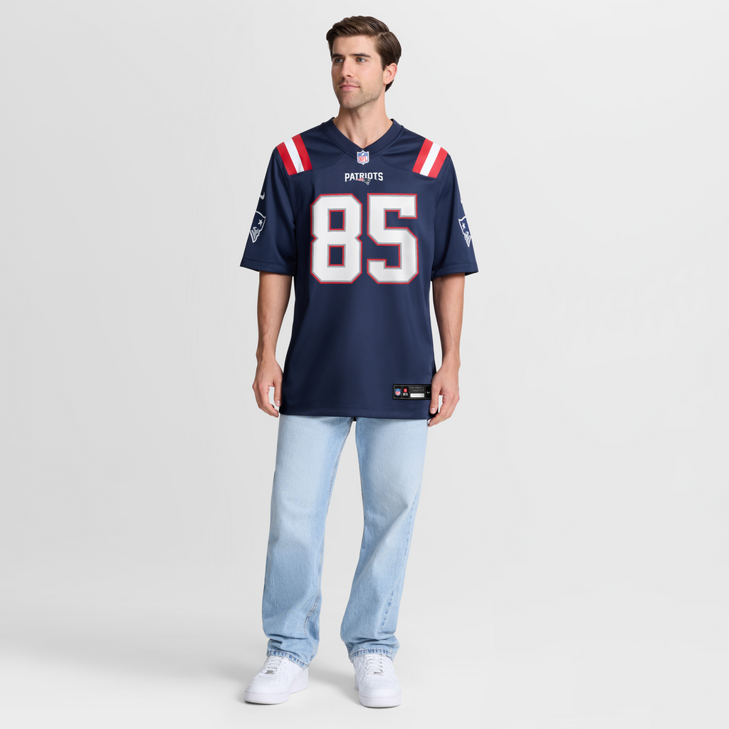 New England Patriots Hunter Henry Navy Team Game Jersey product image 7, provided for visual reference and product detail