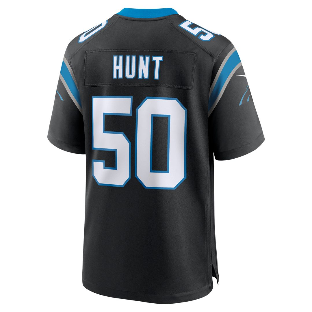 Carolina Panthers Robert Hunt Black Game Jersey product image 3, provided for visual reference and product detail review