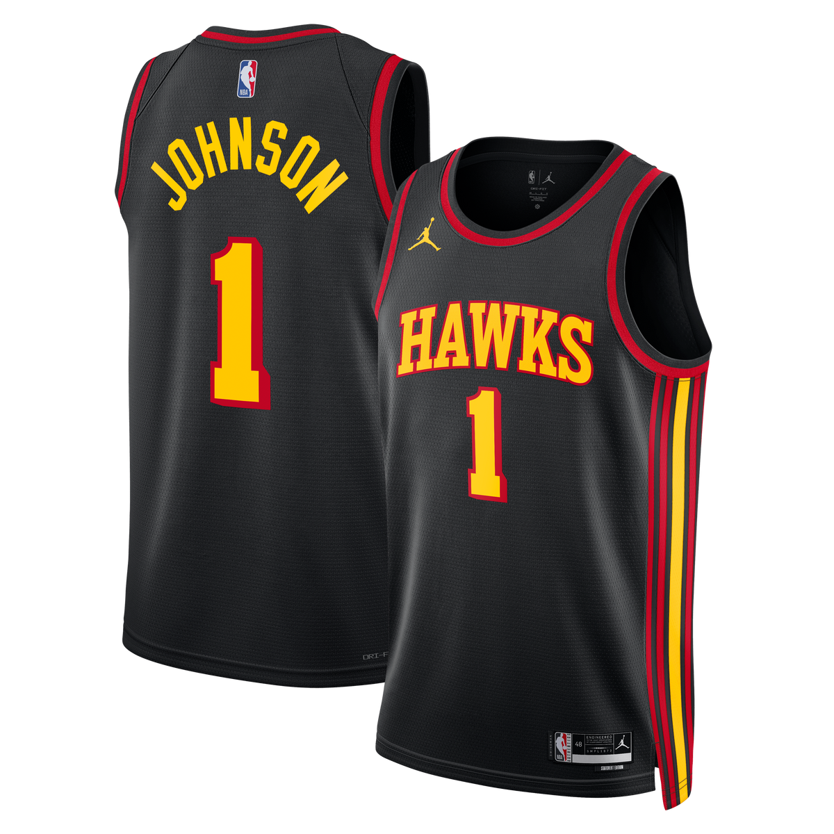 Atlanta Hawks Brand Statement Edition Swingman Basketball Jersey - Black - Jalen Johnson - Unisex product image 1, provided