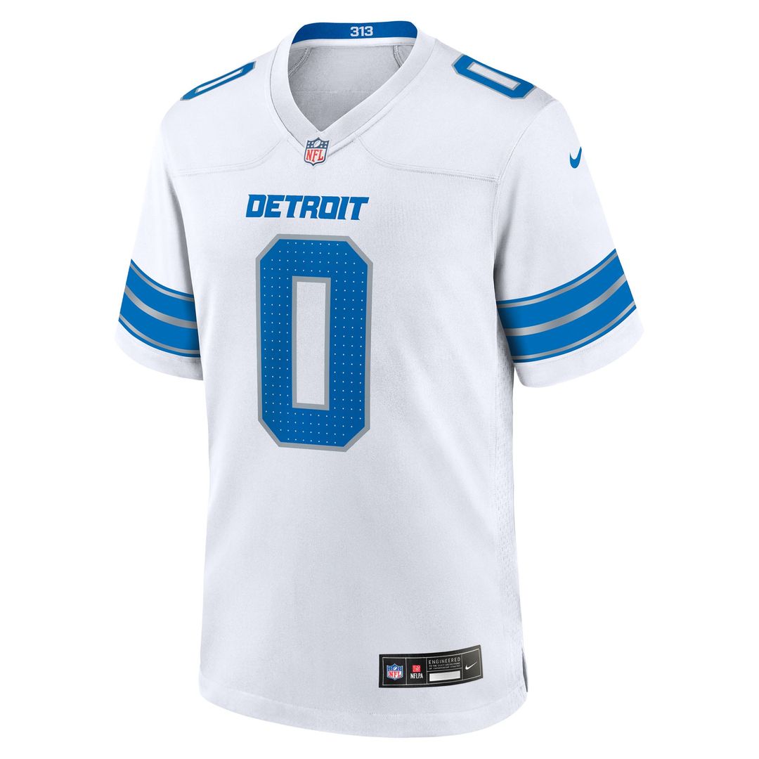 Detroit Lions Jahmyr Gibbs White Game Player Jersey product image 2, provided for visual reference and product detail review