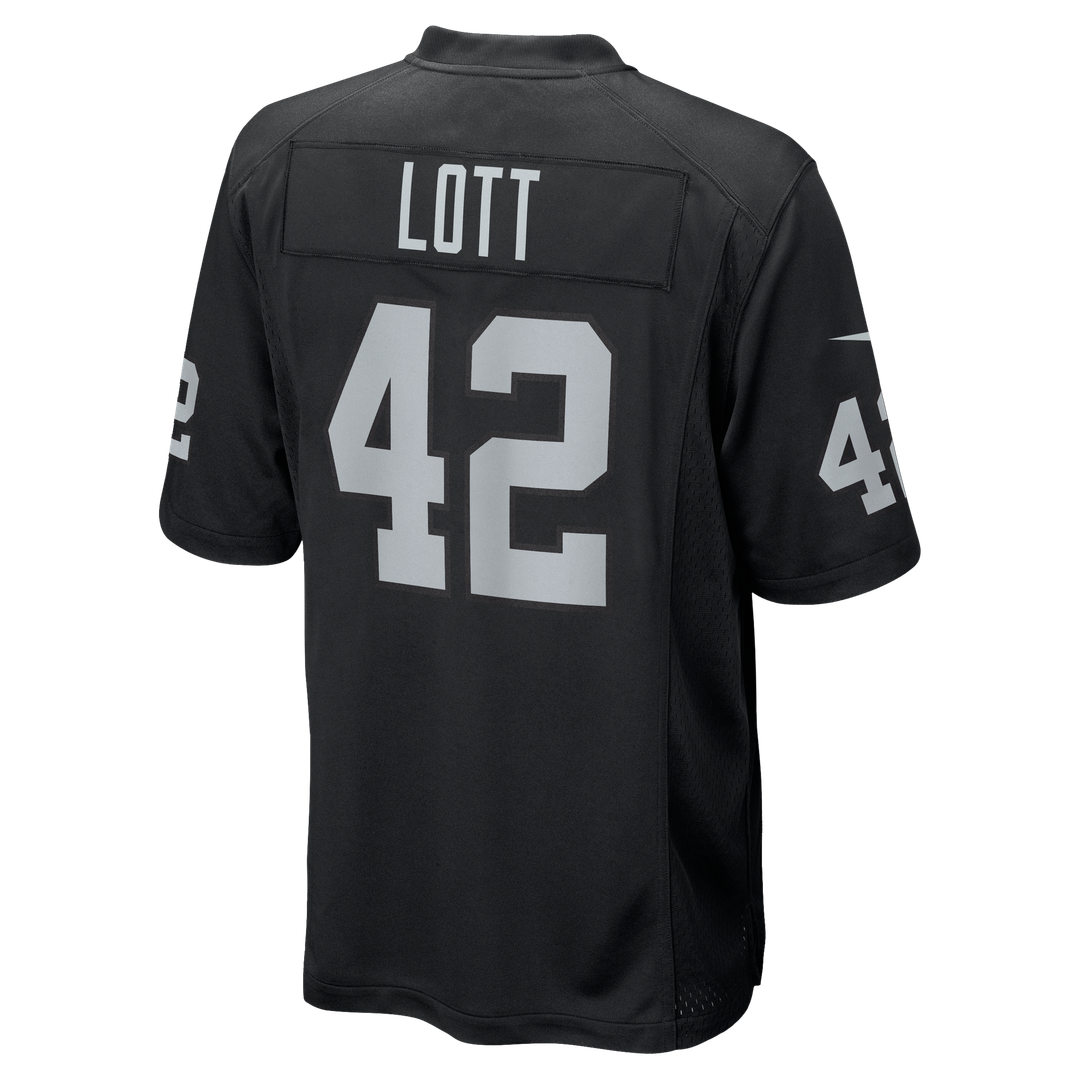 Las Vegas Raiders Ronnie Lott Black Game Retired Player Jersey product image 3, provided for visual reference and product