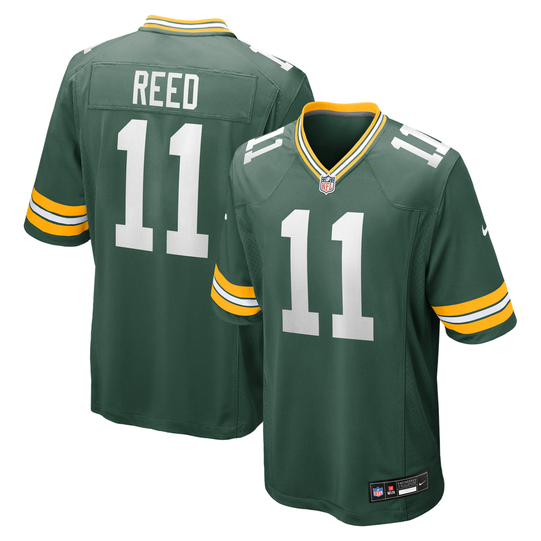 Green Bay Packers Jayden Reed Green Game Jersey product image 1, provided for visual reference and product detail review