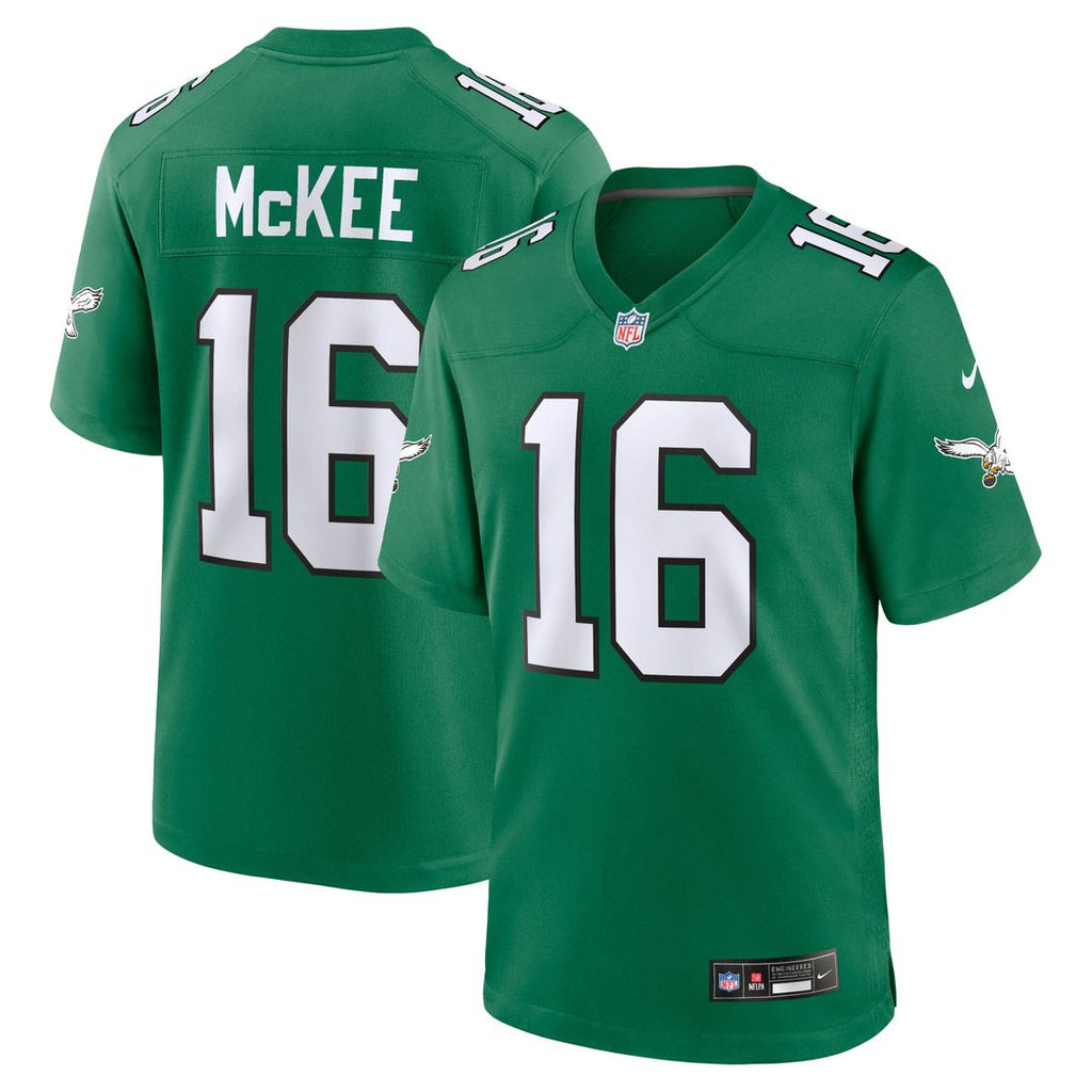 Philadelphia Eagles Tanner McKee Kelly Green Alternate Game Jersey product image 1, provided for visual reference and