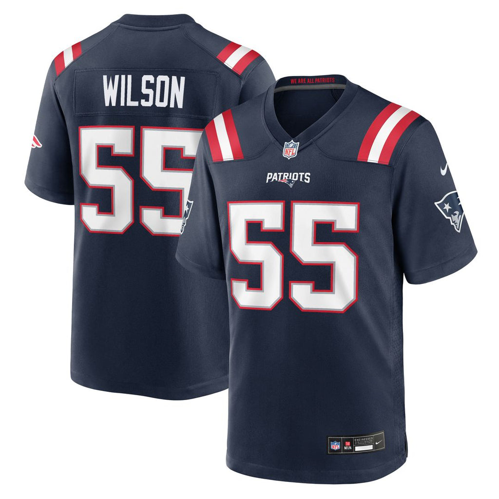 New England Patriots Jared Wilson Navy Team Game Jersey product image 1, provided for visual reference and product detail