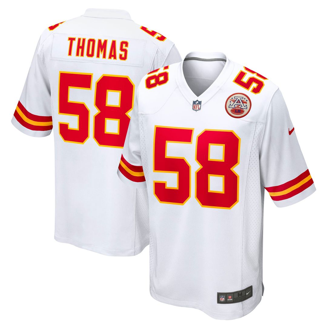 Kansas City Chiefs Derrick Thomas White Retired Player Game Jersey product image 1, provided for visual reference and