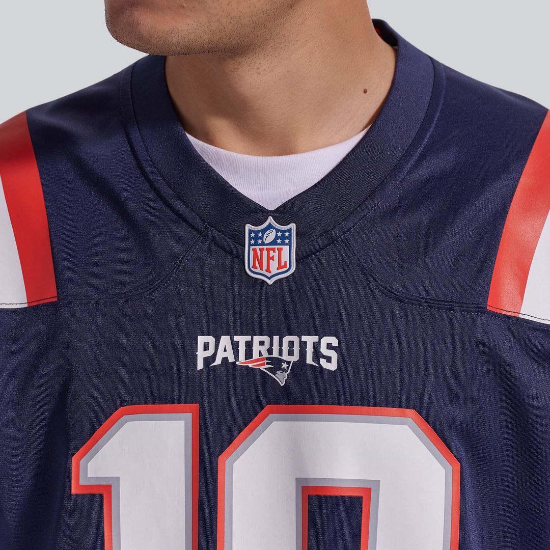 New England Patriots Drake Maye Navy Player Game Jersey product image 8, provided for visual reference and product detail