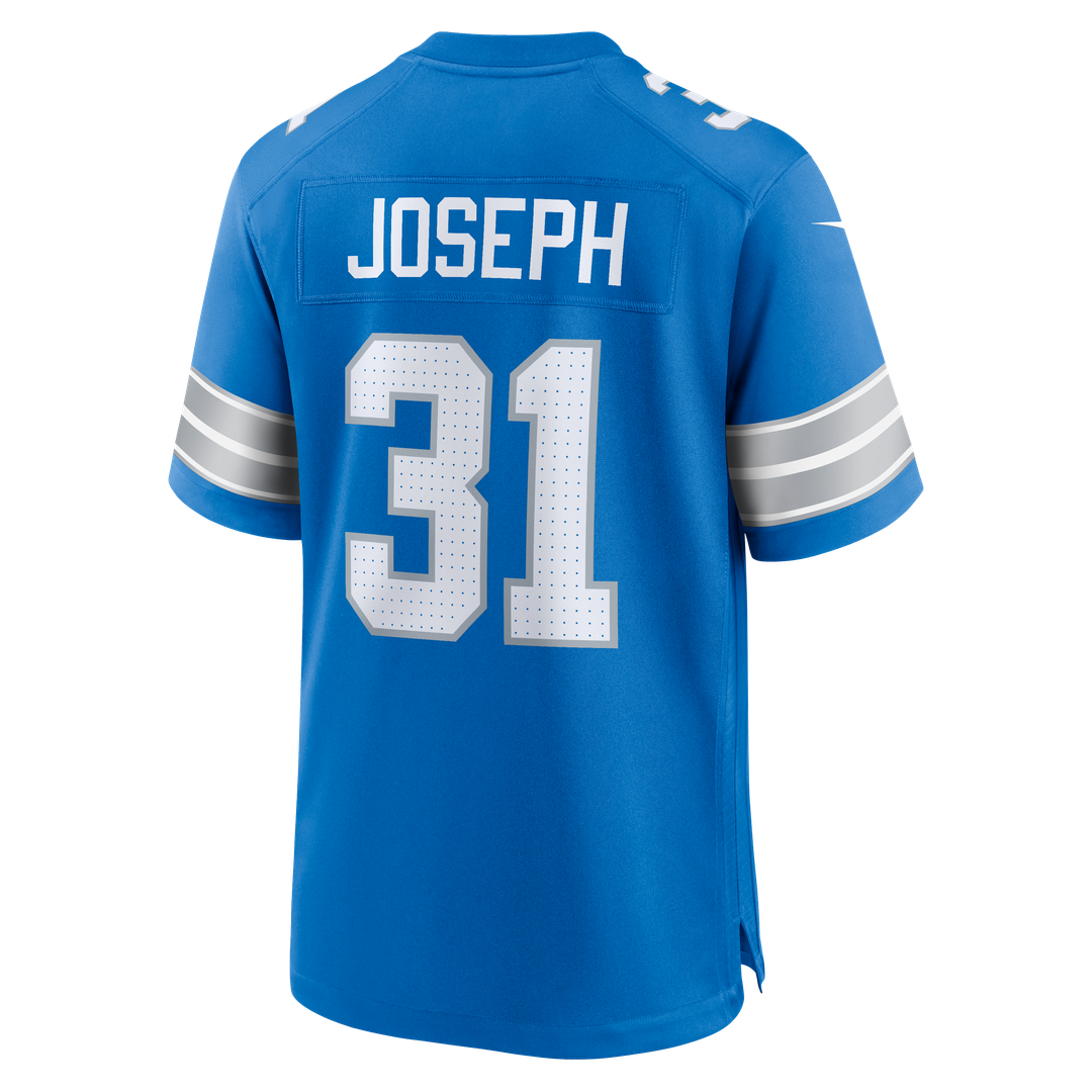 Detroit Lions Kerby Joseph Blue Team Game Jersey product image 11, provided for visual reference and product detail review