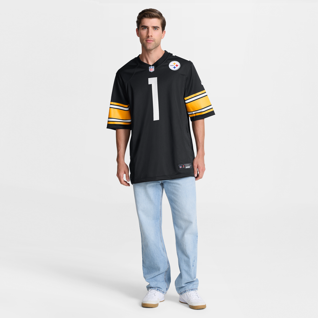 Pittsburgh Steelers Number 1 Groom Black Game Jersey product image 4, provided for visual reference and product detail review