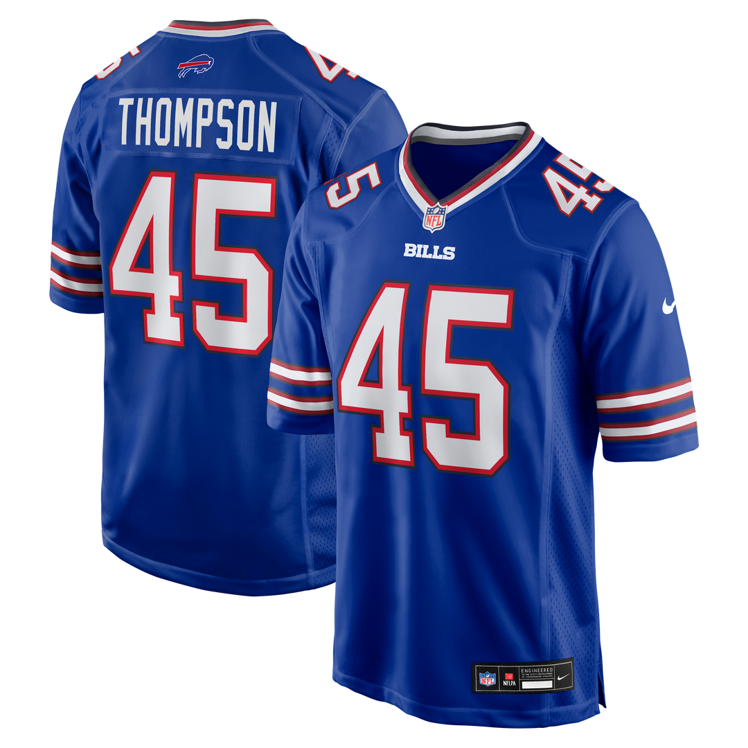 Buffalo Bills Shaq Thompson Royal Team Game Jersey product image 1, provided for visual reference and product detail review