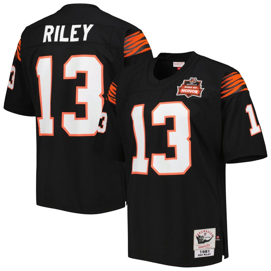 Cincinnati Bengals 1981 Ken Riley Black Authentic Throwback Retired Player Jersey product image 1, provided for visual