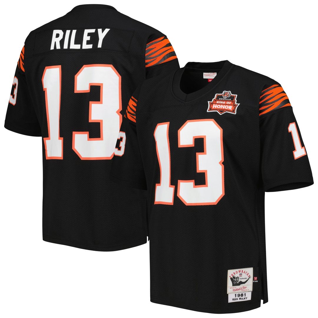 Cincinnati Bengals 1981 Ken Riley Black Authentic Throwback Retired Player Jersey product image 1, provided for visual