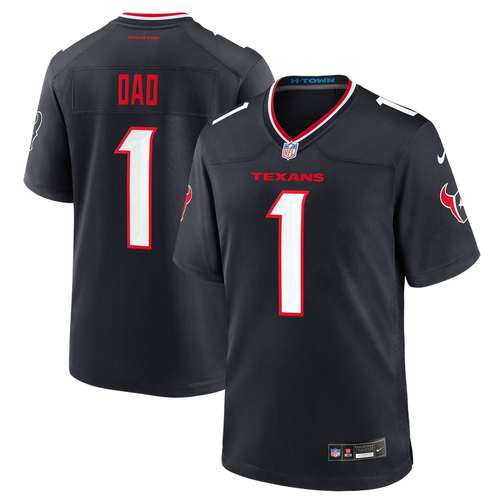 Houston Texans Navy #1 Dad Game Jersey product image 1, provided for visual reference and product detail review