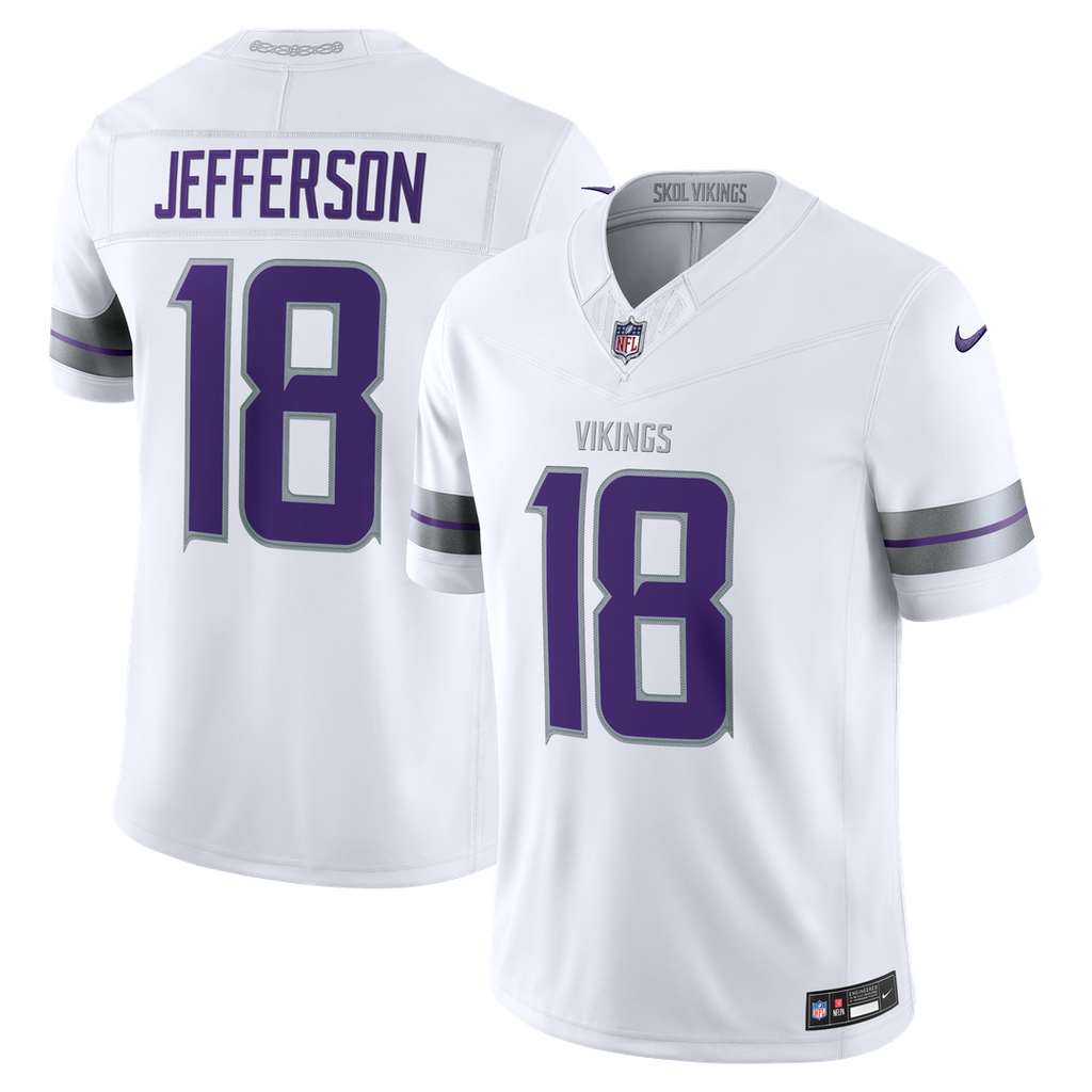 Minnesota Vikings Justin Jefferson White Alternate Vapor F.U.S.E. Stitched Limited Jersey product image 1, provided for