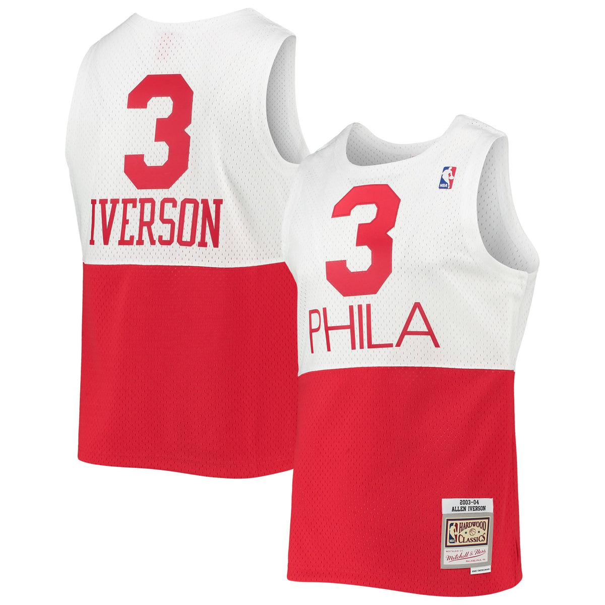 Philadelphia 76ers Allen Iverson Mitchell & Ness White 2003/2004 Hardwood Classics Swingman Jersey for Men product image 1,
