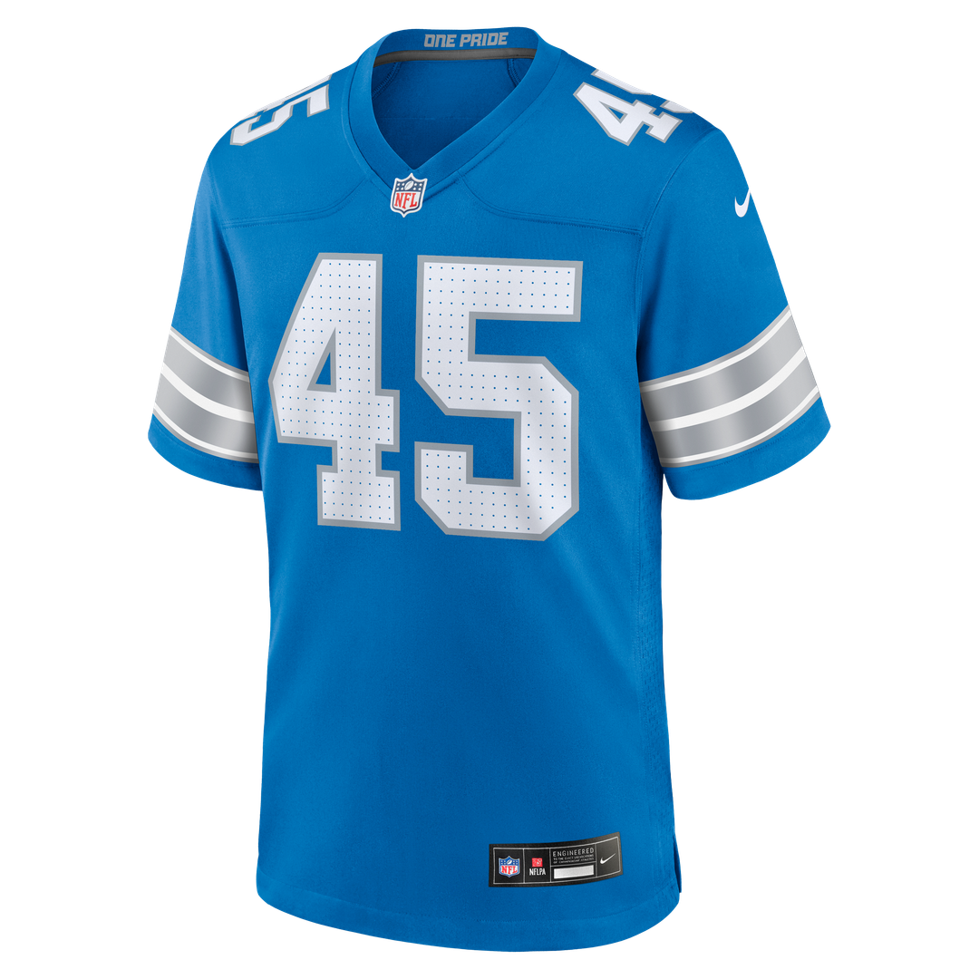 Detroit Lions Devin White Blue Team Game Jersey product image 4, provided for visual reference and product detail review