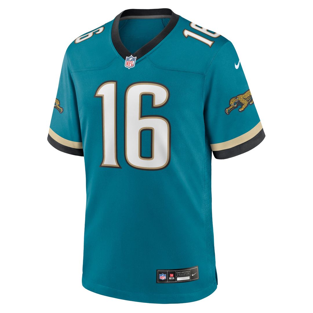 Jacksonville Jaguars Trevor Lawrence Teal Prowler Throwback Player Game Jersey product image 2, provided for visual