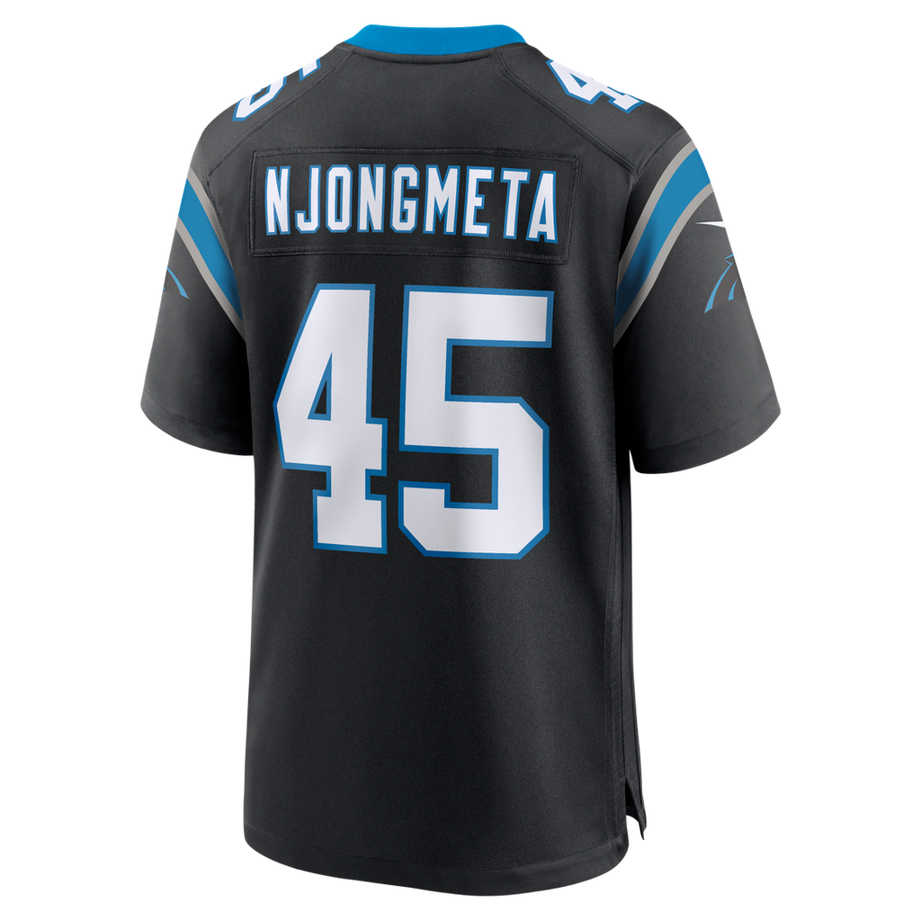 Carolina Panthers Maema Njongmeta Black Game Jersey product image 3, provided for visual reference and product detail review