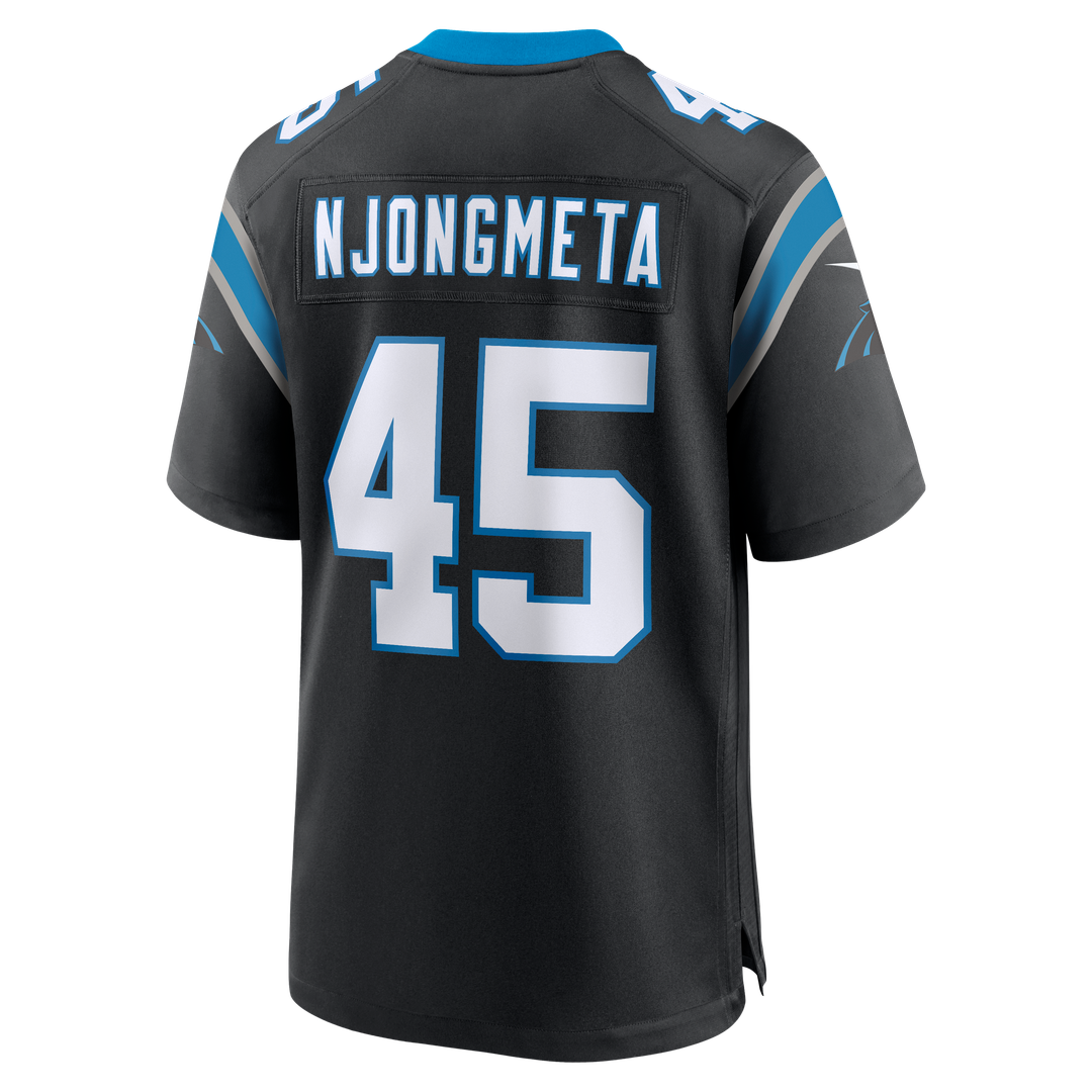 Carolina Panthers Maema Njongmeta Black Game Jersey product image 3, provided for visual reference and product detail review