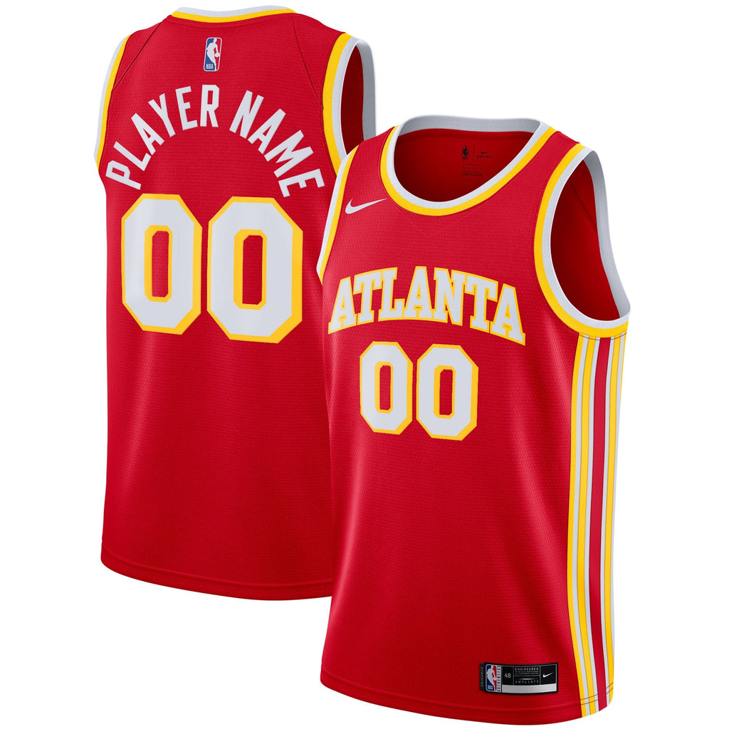 Atlanta Hawks Nike Red 2020/21 Swingman Custom Jersey - Icon Edition for Men product image 1, provided for visual reference