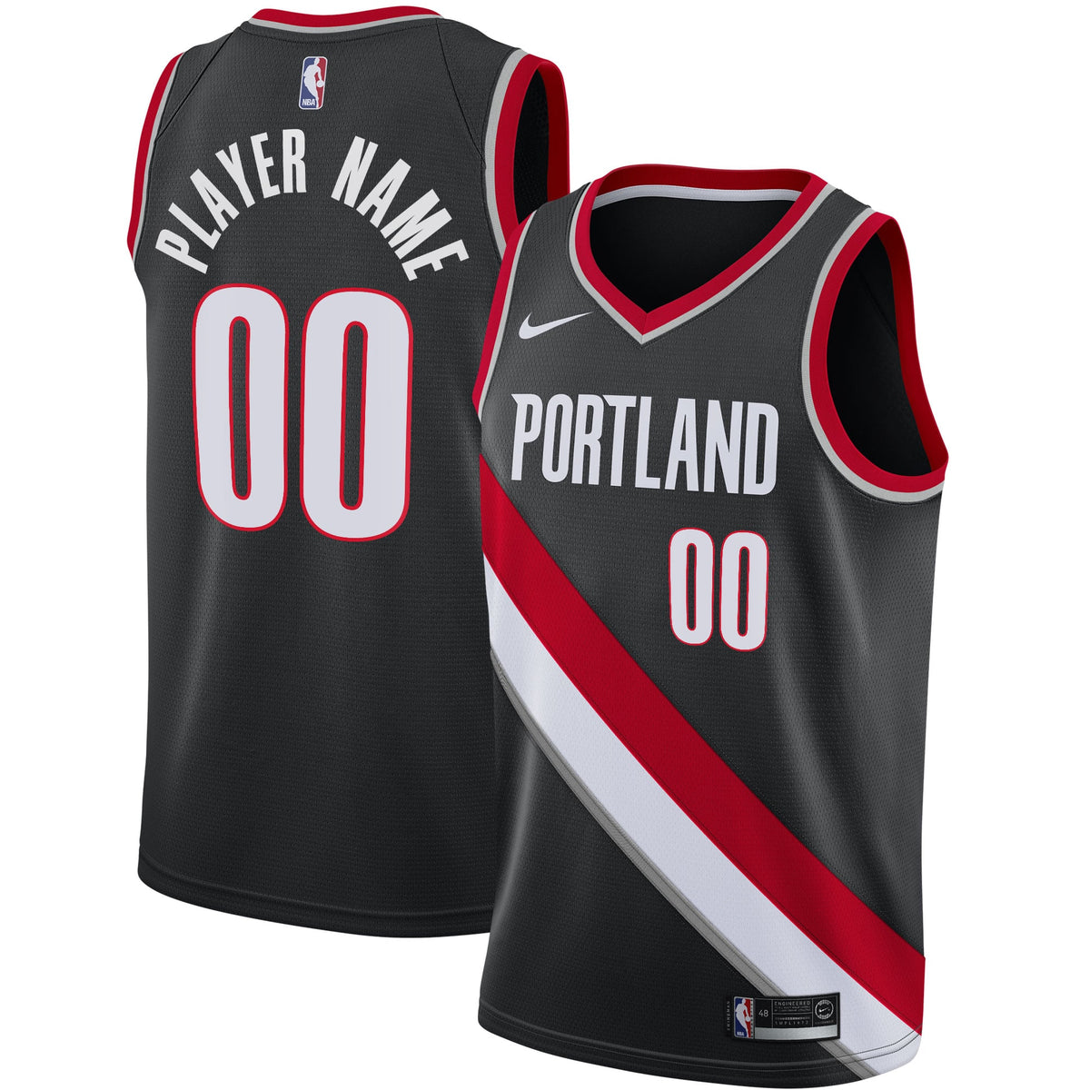 Portland Trail Blazers Nike Black 2020/21 Swingman Custom Jersey - Icon Edition for Men product image 2, provided for visual