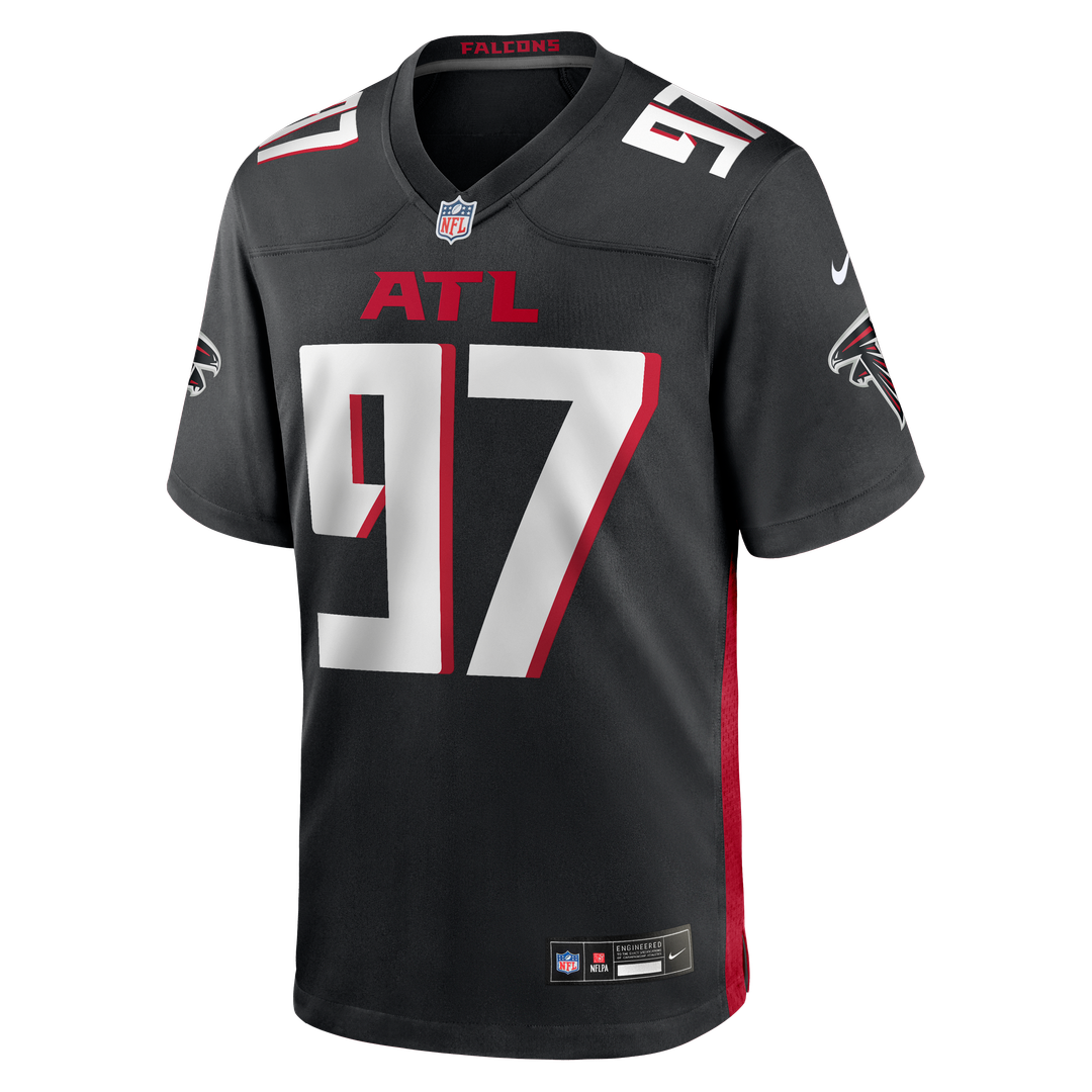 Atlanta Falcons Grady Jarrett Black Game Player Jersey product image 2, provided for visual reference and product detail