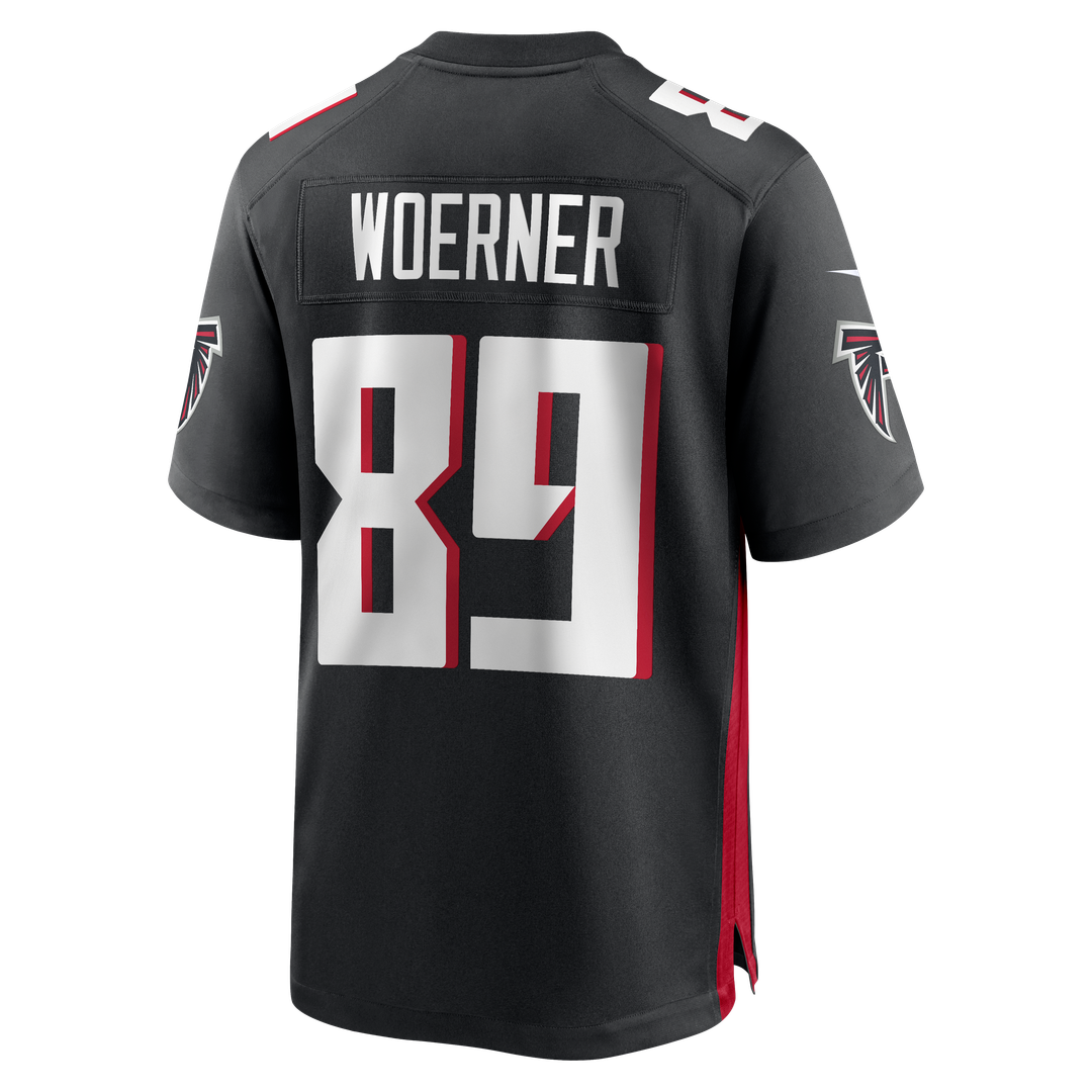 Atlanta Falcons Charlie Woerner Black Game Jersey product image 3, provided for visual reference and product detail review