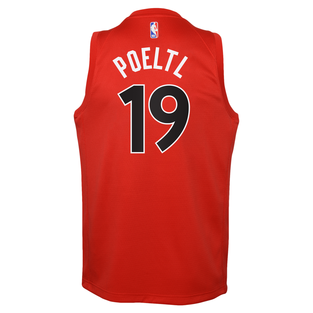 Jakob Poeltl Toronto Raptors Icon Edition Swingman Jersey - Red - Youth product image 4, provided for visual reference and