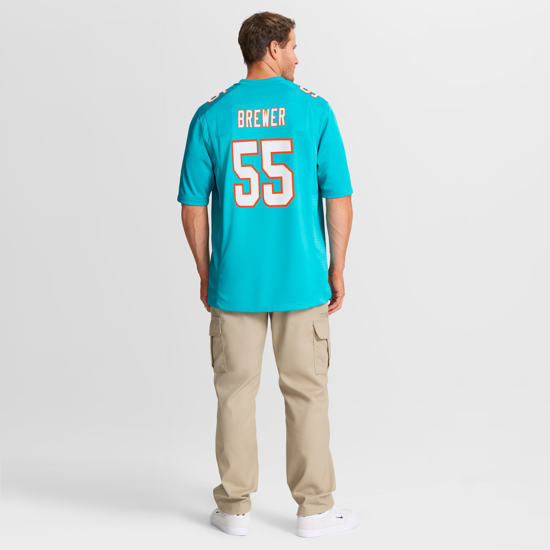 Miami Dolphins Aaron Brewer Aqua Game Jersey product image 8, provided for visual reference and product detail review