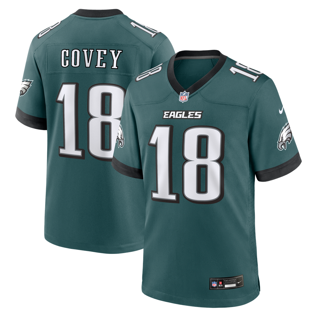 Philadelphia Eagles Britain Covey Midnight Green Team Game Jersey product image 1, provided for visual reference and product