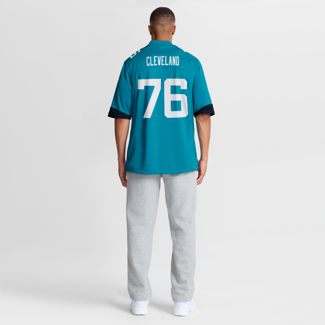 Jacksonville Jaguars Ezra Cleveland Teal Game Jersey product image 8, provided for visual reference and product detail review