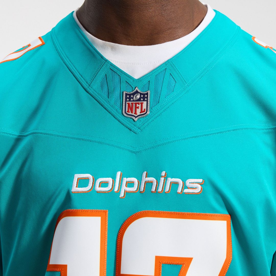 Miami Dolphins Jaylen Waddle Aqua Team Vapor F.U.S.E. Stitched Limited Jersey product image 9, provided for visual reference