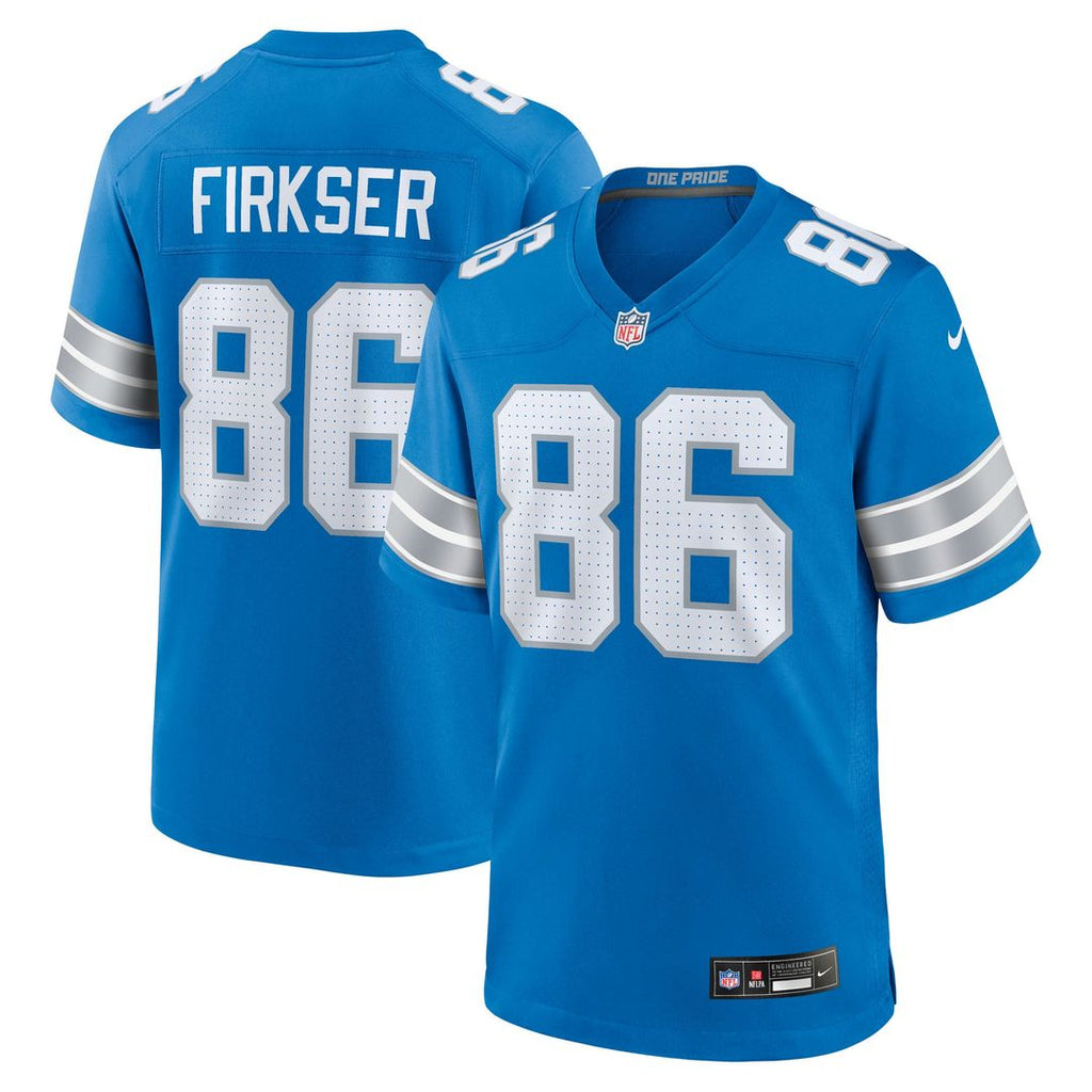 Detroit Lions Anthony Firkser Blue Team Game Jersey product image 1, provided for visual reference and product detail review