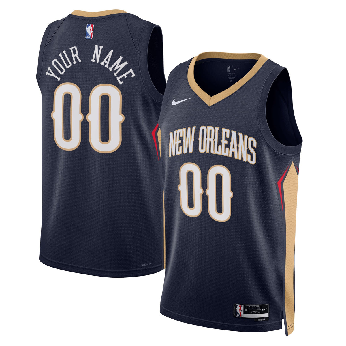 Unisex New Orleans Pelicans Nike Navy 2022/23 Swingman Custom Jersey - Icon Edition product image 1, provided for visual
