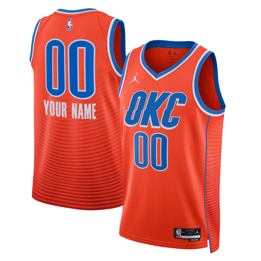Unisex Oklahoma City Thunder Jordan Brand Orange 2022/23 Swingman Custom Jersey - Statement Edition product image 1,