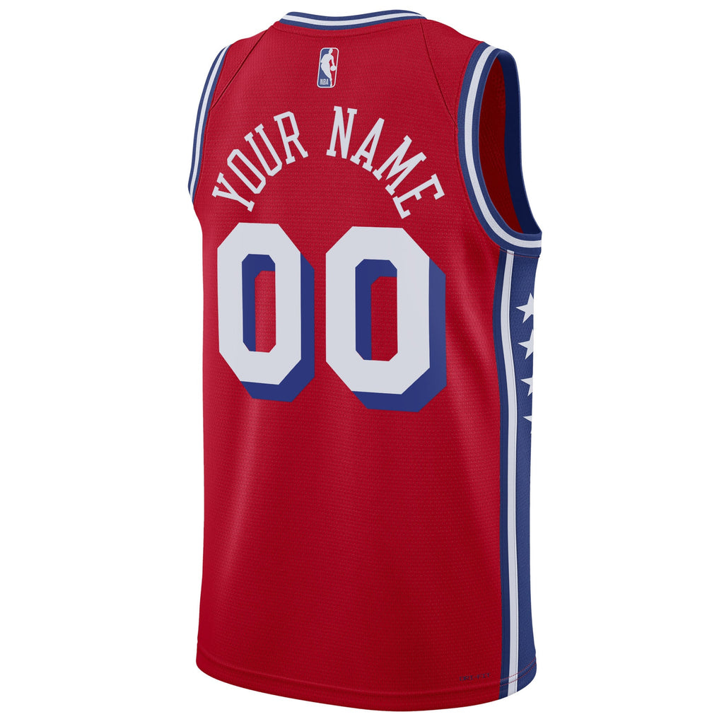 Unisex Philadelphia 76ers Jordan Brand Red 2022/23 Swingman Custom Jersey - Statement Edition product image 4, provided for