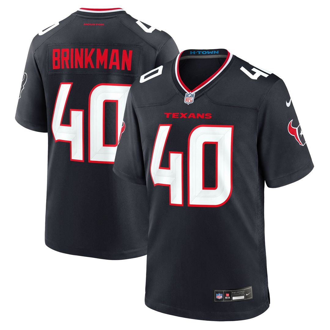 Houston Texans Austin Brinkman Navy Team Game Jersey product image 1, provided for visual reference and product detail review