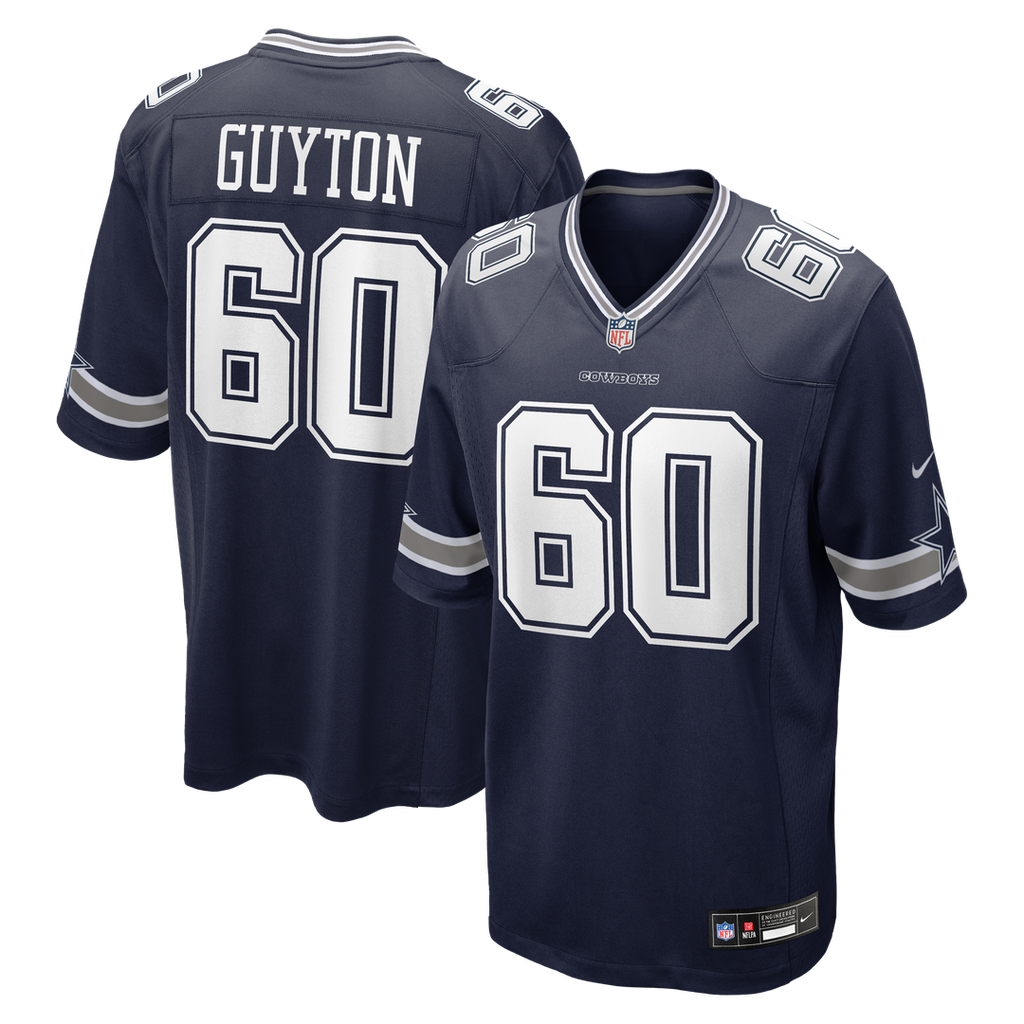 Dallas Cowboys Tyler Guyton Navy Player Game Jersey product image 1, provided for visual reference and product detail review