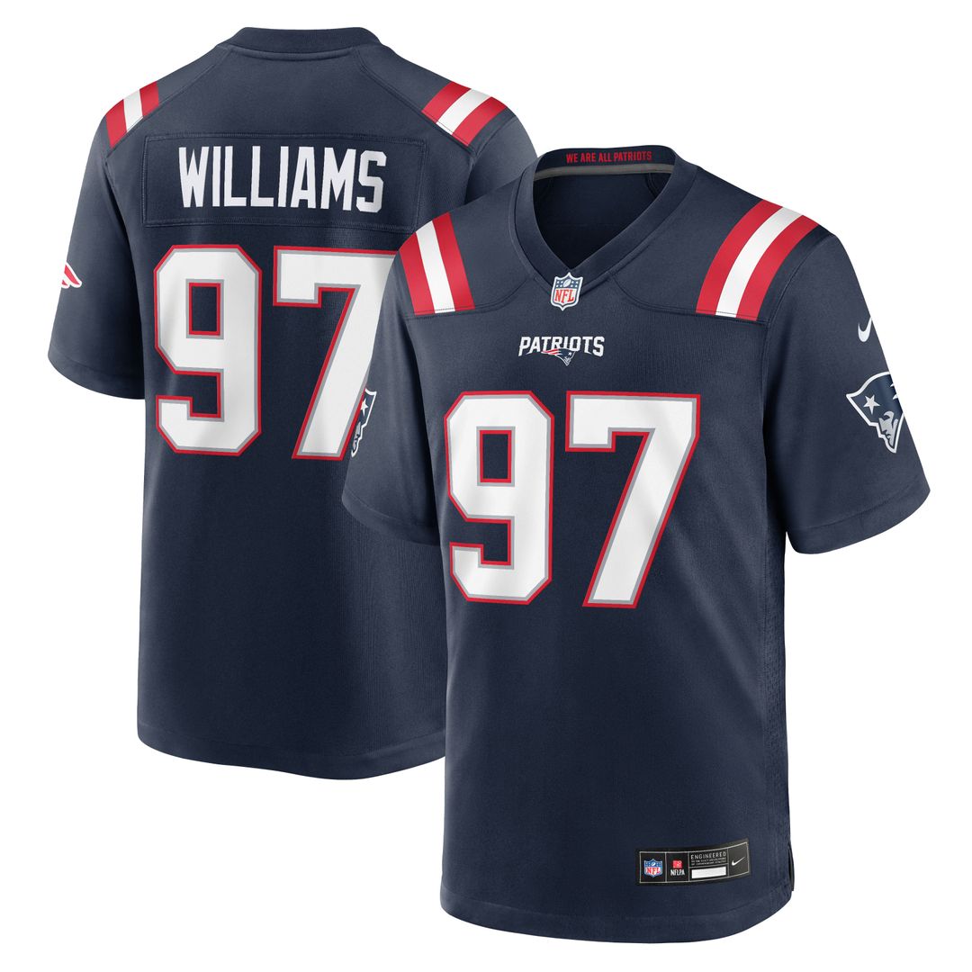 New England Patriots Milton Williams Navy Team Game Jersey product image 1, provided for visual reference and product detail