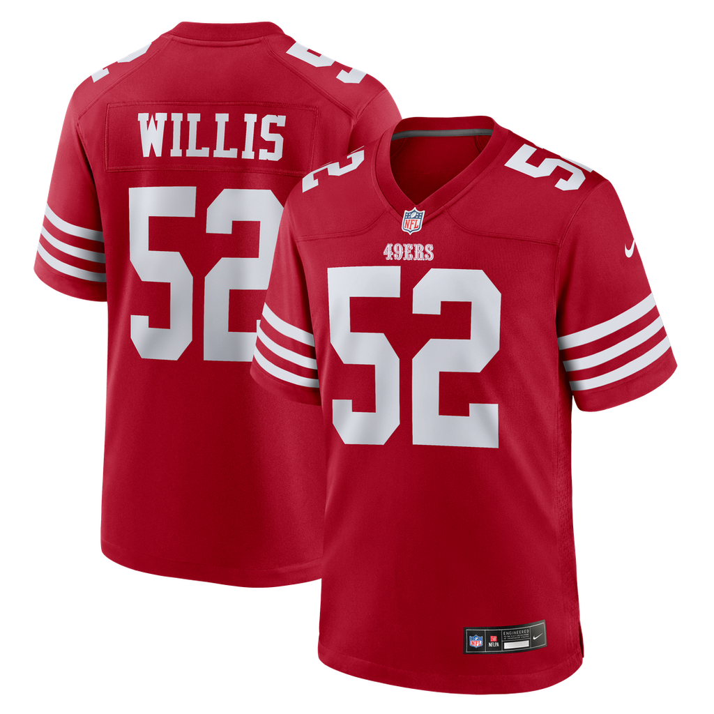 San Francisco 49ers Patrick Willis Scarlet Retired Player Game Jersey product image 1, provided for visual reference and