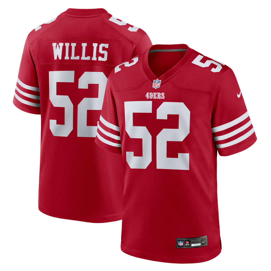 San Francisco 49ers Patrick Willis Scarlet Retired Player Game Jersey product image 1, provided for visual reference and