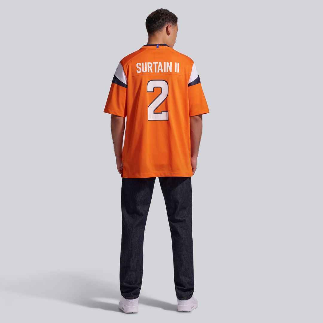 Denver Broncos Patrick Surtain II Orange Team Game Jersey product image 5, provided for visual reference and product detail