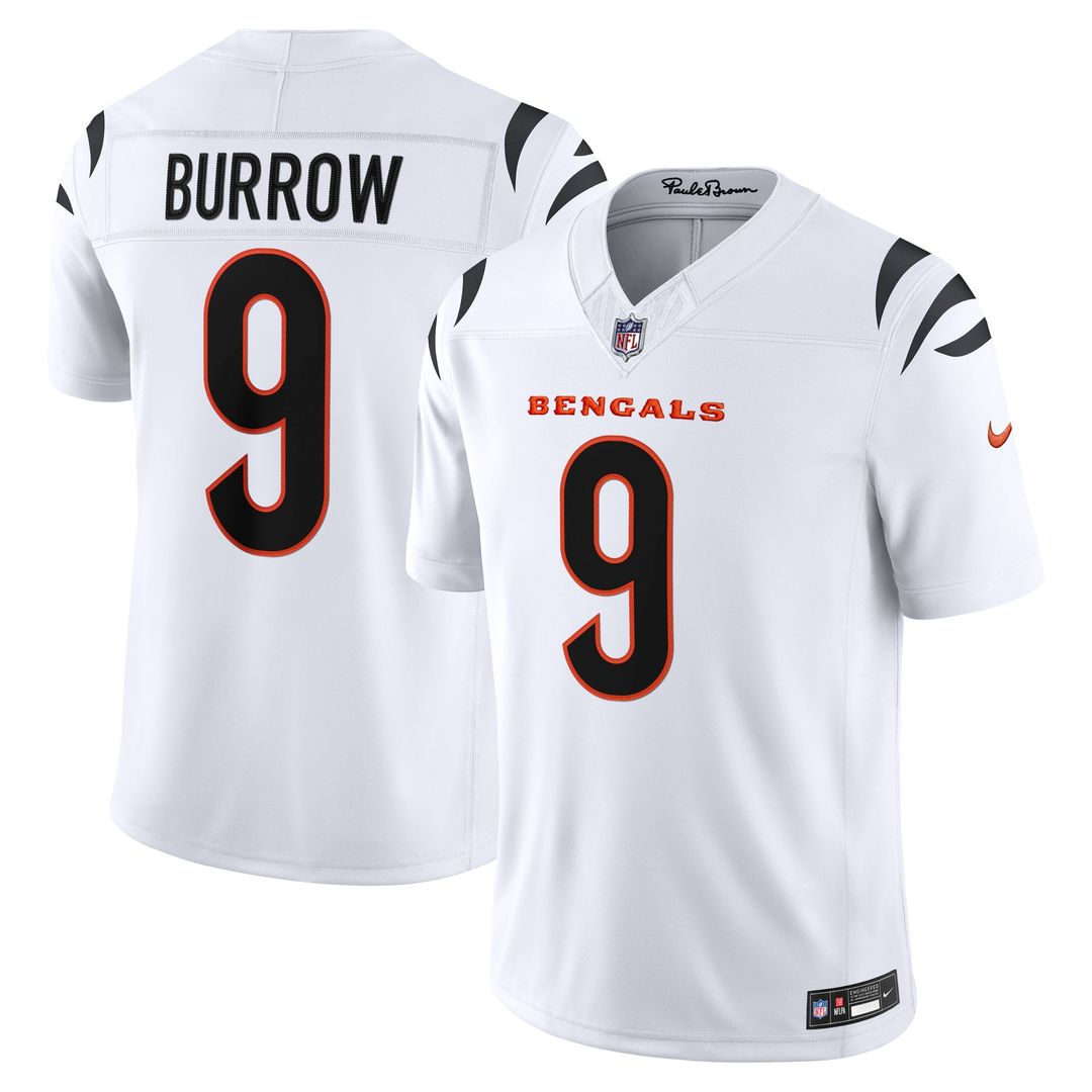 Cincinnati Bengals Joe Burrow White Vapor F.U.S.E. Stitched Limited Jersey product image 1, provided for visual reference