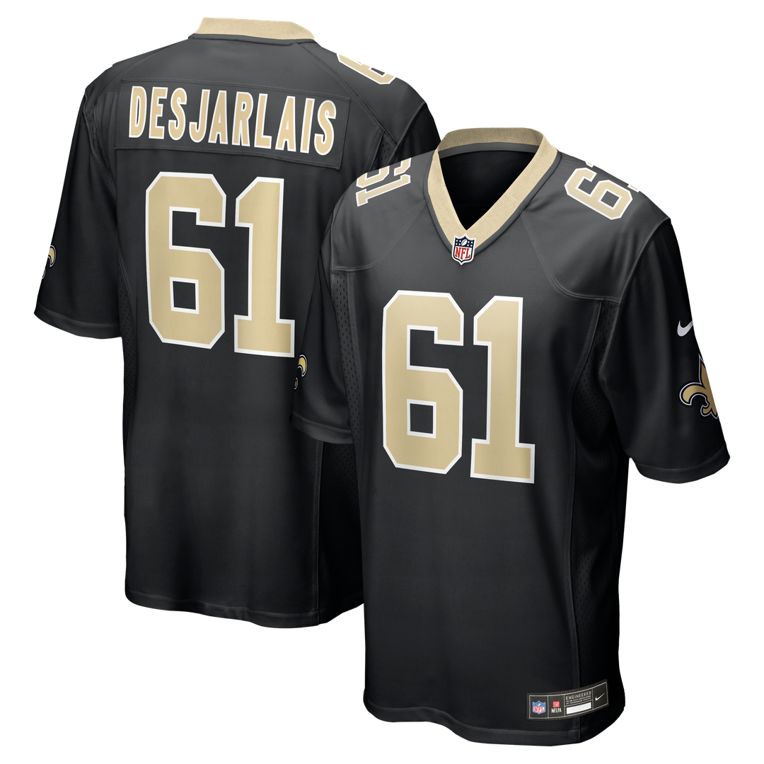 New Orleans Saints Drew Desjarlais Black Game Player Jersey product image 1, provided for visual reference and product