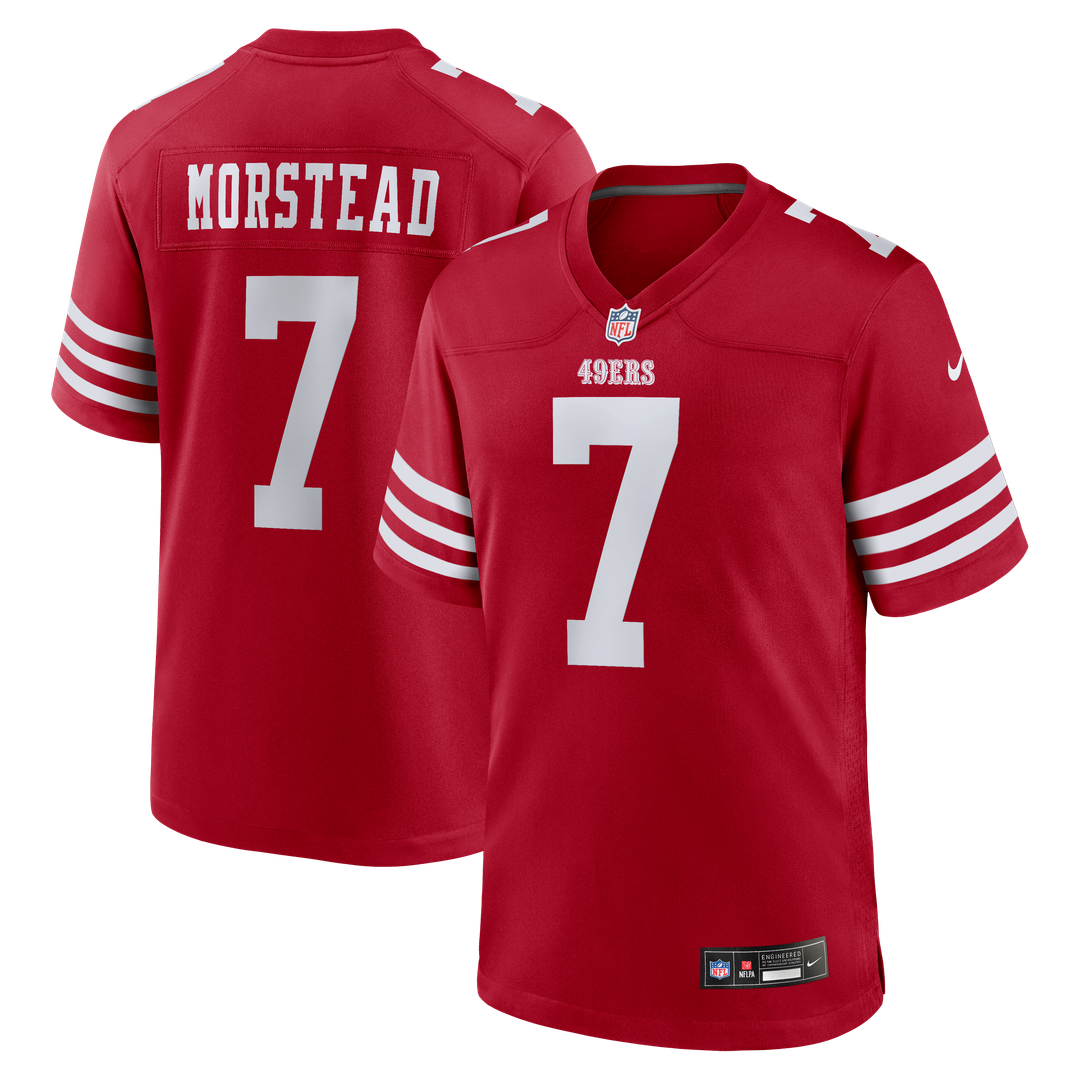 San Francisco 49ers Thomas Morstead Scarlet Team Game Jersey product image 1, provided for visual reference and product